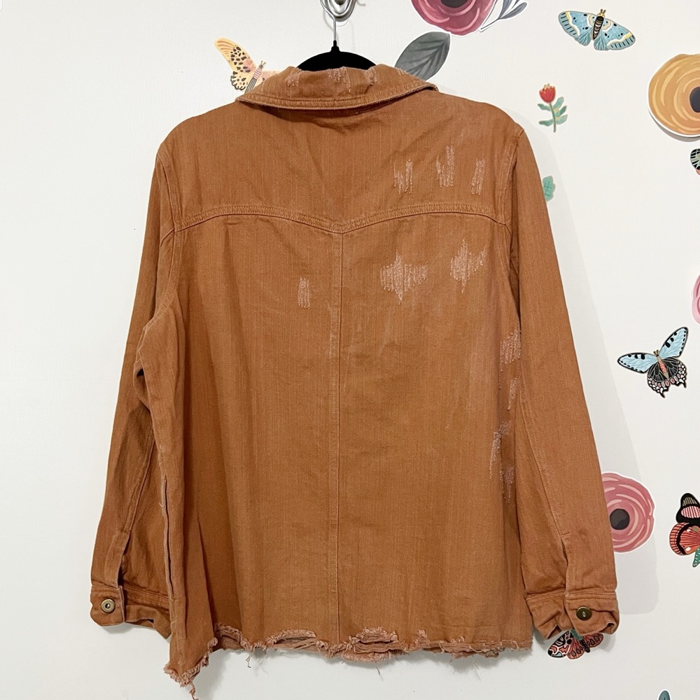 Entro Distressed Button-Up Jacket in Clay M - Picture 3 of 8